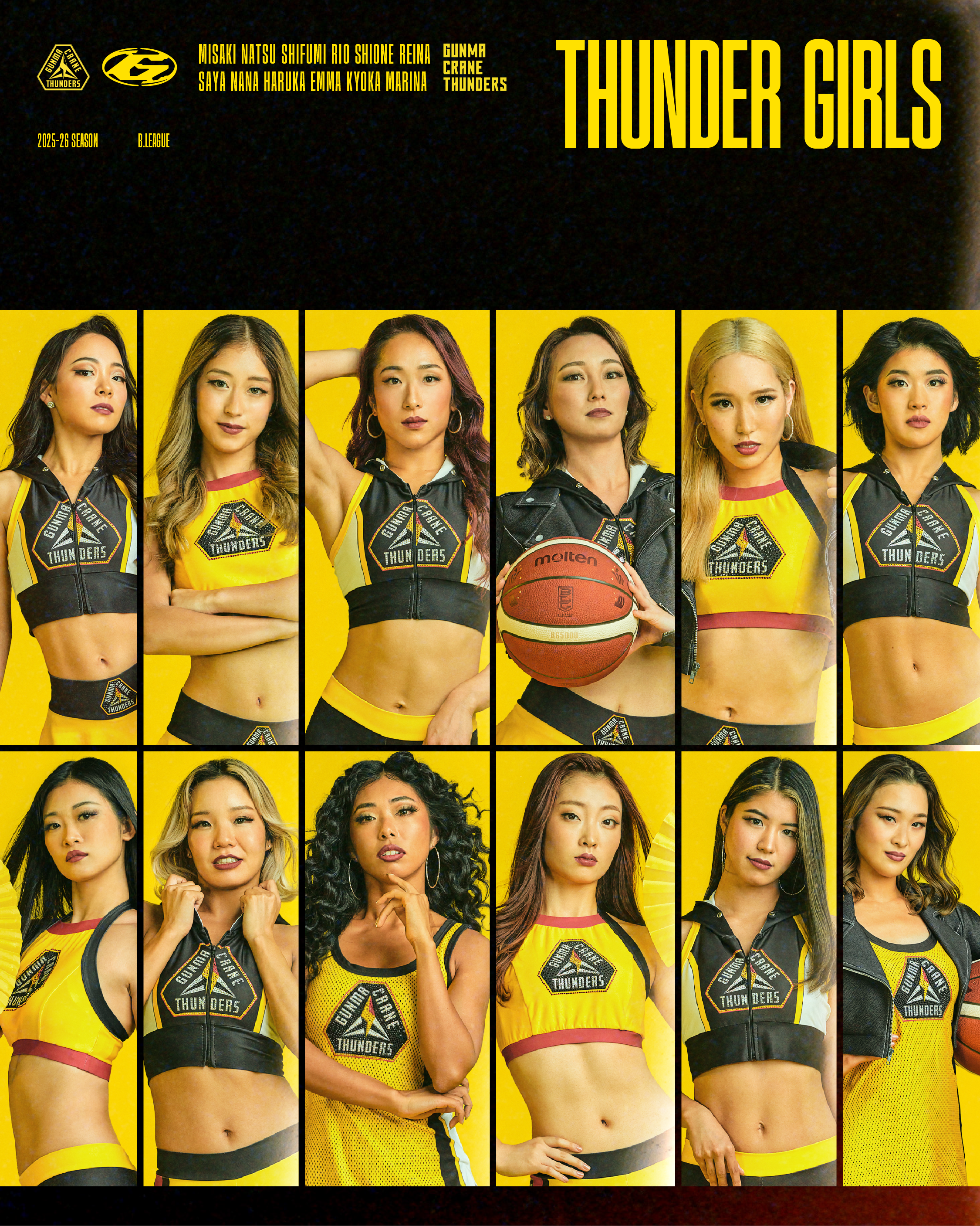 2025-26シーズン オフィシャルチアダンサー「THUNDER GIRLS」メンバー